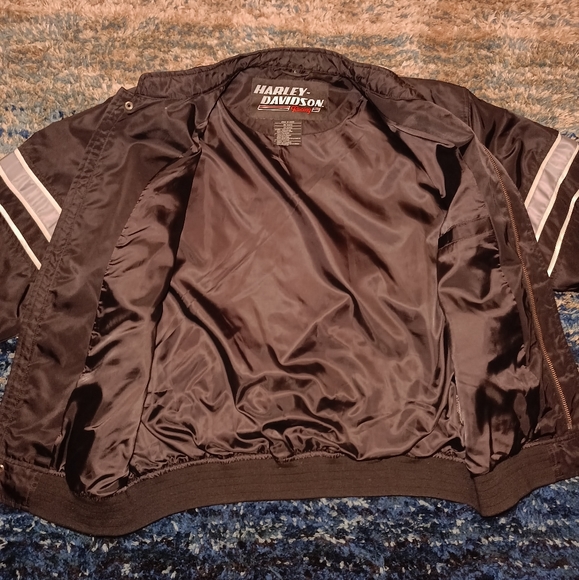 Vintage Harley Davidson Racing Nylon Riding Jacket Black Screaming Eagle - Picture 8 of 10